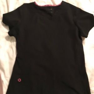 HeartSoul Scrubs in Black with Pink Detail.